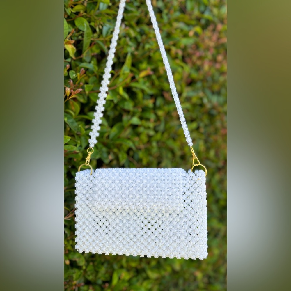 Handmade. Acrylic cube white beads.